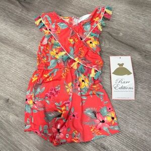 Rare Editions Red Floral Romper